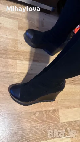 Ботуши на платформа  Bianki -Естествена кожа и велур., снимка 3 - Дамски ботуши - 48591308