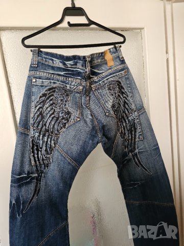 Зверски готини  мъжки дънки NATBLUE с ангелски крила - уникален модел за ценители  ангел, снимка 6 - Дънки - 41796222