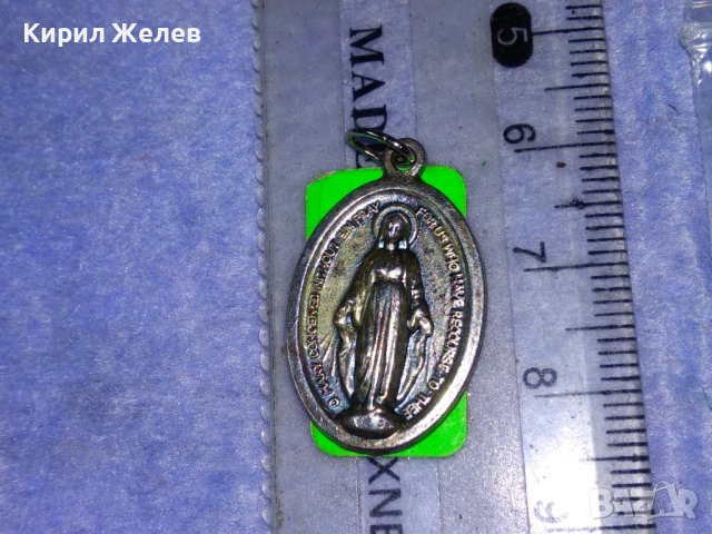СТАРА ПОСРЕБРЕНА РЯДКА ДВУСТРАННА ИТАЛИАНСКА РИМОКАТОЛИЧЕСКА ИКОНКА - МЕДАЛЬОН 37479