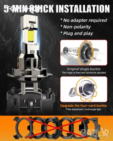 Afibraru H7 LED крушка за фарове, 20000 LM, 6000K студено бяло, 2 броя, снимка 2 - Части - 49420402