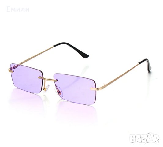 Дамски правоъгълни слънчеви очила в лилав цвят
