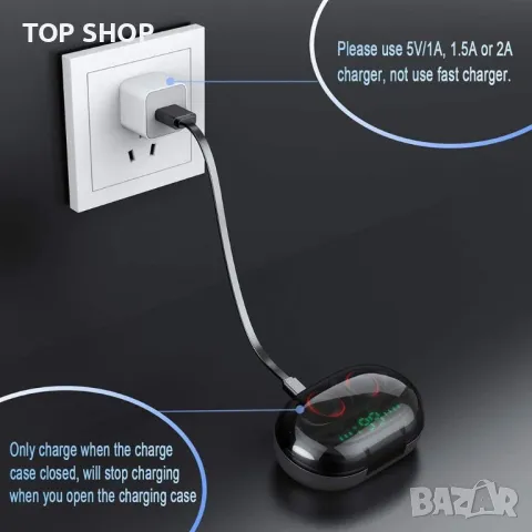 Спортни безжични слушалки Водоустойчиви 80 часа работа HD Stereo Buds, снимка 7 - Bluetooth слушалки - 49444636