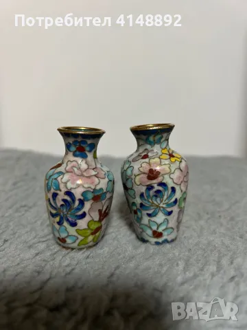 Старинна китайска мини ваза Клоазон, снимка 2 - Вази - 48478405