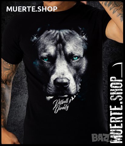 Черна тениска с щампа BLUE EYED PITBULL