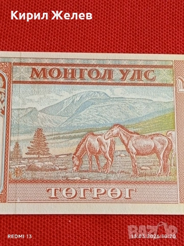 Банкнота МОНГОЛИЯ много красива перфектно състояние непрегъвана за КОЛЕКЦИЯ ДЕКОРАЦИЯ 54046, снимка 2 - Нумизматика и бонистика - 53822648