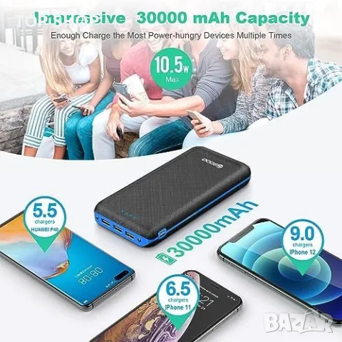 Ново Преносимо бързо зарядно устройство Power Bank 30000mAh батерия банка, снимка 5 - Друга електроника - 49956881