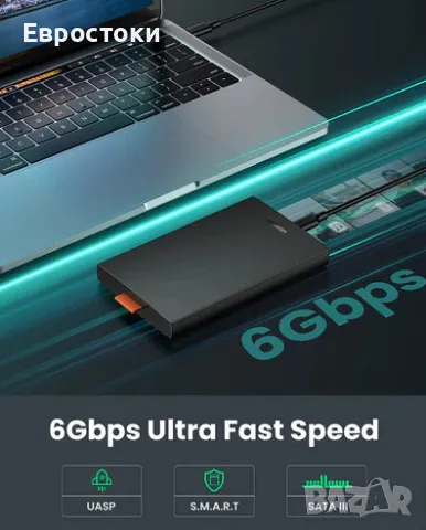 UGREEN външен HDD/SSD корпус, 2,5-инчов, USB C 3.1, 6Gbps, корпус за твърд диск, снимка 3 - Външни хард дискове - 48524174
