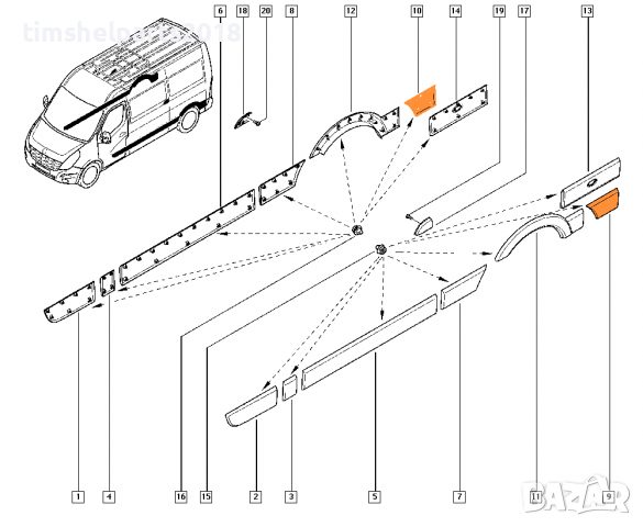 Лайсна заден калник ( Зад гумата ) Renault Master, Nissan Interstar, Opel Movano, снимка 6 - Части - 36494275
