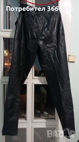 Мъжки черен панталон от естествена кожа, снимка 2 - Панталони - 52298458