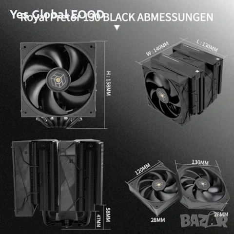 Thermalright Royal Pretor 130 Black въздушен охладител за CPU, снимка 6 - Други - 53152542