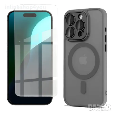 Матов MAGSAFE Кейс за Apple iPhone 16 Pro Max със защита на камерите, снимка 3 - Калъфи, кейсове - 47263120