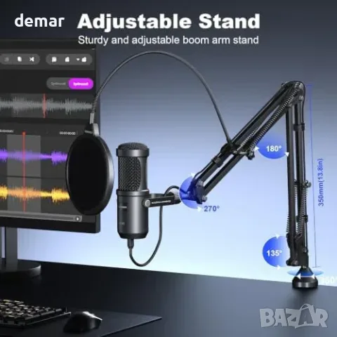 USB кондензаторен микрофон Aokeo AK-60s, 192 kHz/24 bit, снимка 3 - Микрофони - 56216828