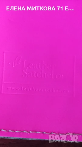 Маркова английска чанта от естествена кожа в неоново розово нова, снимка 4 - Чанти - 50760586