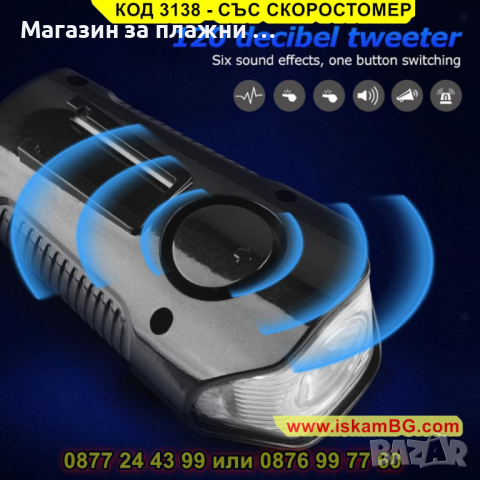 Фар за велосипед или скутер с интегриран компютър и клаксон - КОД 3138 - СЪС СКОРОСТОМЕР, снимка 15 - Друга електроника - 44840984