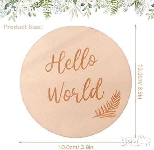 Нови 14 броя кръгли дървени месечни карти за бебе/Снимки Поводи, снимка 7 - Други - 41614492