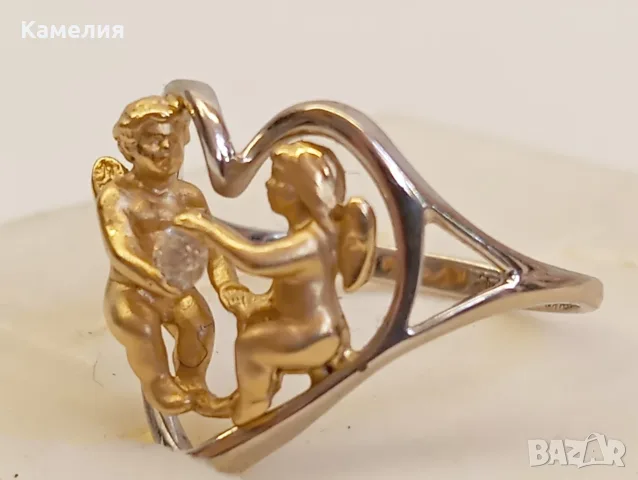 Златен пръстен с брилиант , снимка 5 - Пръстени - 55989124