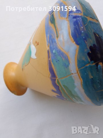 Ваза майолика подписана от автора -1930г, снимка 10 - Други ценни предмети - 41017757