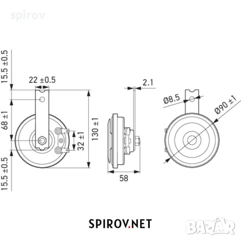 Клаксон HELLA 3AL922 000-951 350Hz 111dB 12v, снимка 5 - Части - 55733423