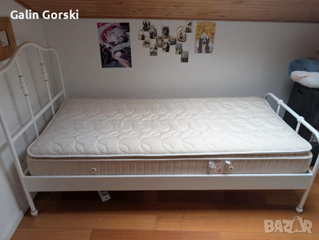 Продавам единично легло ИКЕА, с подматрачна рамка и матрак ТЕД, снимка 2 - Спални и легла - 53449221