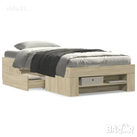 vidaXL Рамка за легло без матрак сонома дъб 90x200 см инженерно дърво, снимка 4 - Спални и легла - 56146887