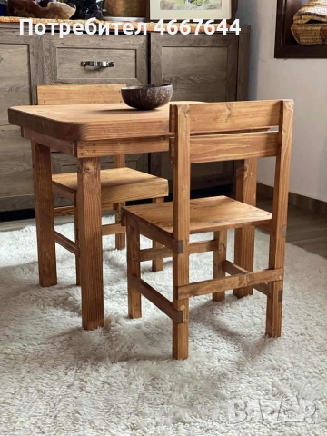 Дървена детска масичка с две столчета, снимка 3 - Градински мебели, декорация  - 52642997