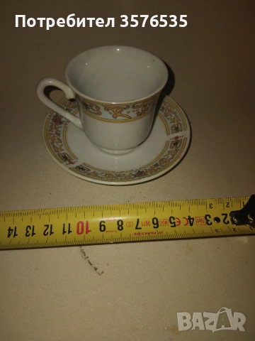 Порцеланов сервиз за кафе YUTAI – 5 чаши + 6 чинийки (маркиран), снимка 6 - Чаши - 53671257
