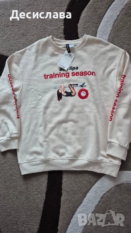 НОВ Светлобежов суиътшърт с принт Дуа Липа H&M/ Dua Lipa, снимка 2 - Суичъри - 52802740