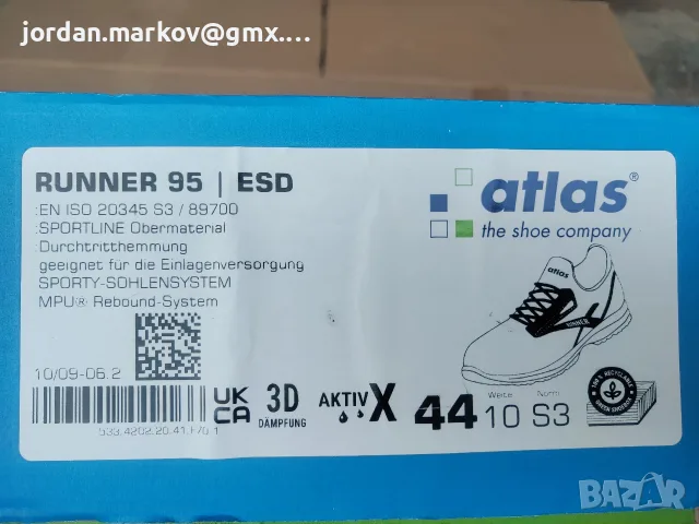 Работни обувки Атлас Atlas Runner 95 ESD S3 SRC, снимка 7 - Маратонки - 56112829