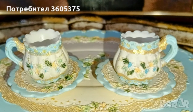 Колекционерски ,минималистичен бароков сет за чай, снимка 3 - Антикварни и старинни предмети - 50789334