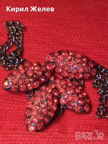 КРАСИВА АРТИСТИЧНА ГРИВНА с ЧЕРВЕНИ КРИСТАЛИ 4094, снимка 2 - Гривни - 30568836