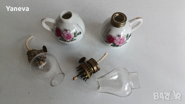 Английски, порцеланови, газени лампи. , снимка 3 - Настолни лампи - 53004793