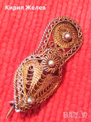 УНИКАЛНО РЯДКА СРЕБЪРНА ОБУВЧИЦА БРОШКА ВИСОКА ПРОБА СРЕБРО ЮВЕЛИРНА РАБОТА БИЖУ 15514, снимка 11 - Антикварни и старинни предмети - 30343456