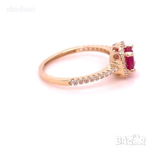 Златен дамски пръстен 1,55гр. размер:52 14кр. проба:585 модел:34476-5, снимка 2 - Пръстени - 52008727