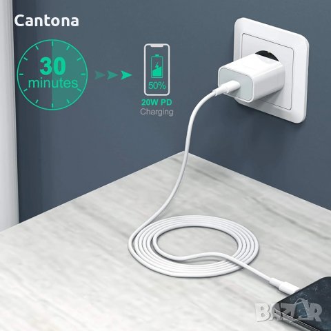 Amoner 20W PD USB C бързо зарядно устройство, 5V - 3A, 9V - 2,22A, снимка 2 - Оригинални зарядни - 40052728