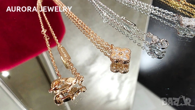 Van Cleef & Arpels VCA Gold Diamond Sweet Alhambra Clover Дамско Колие, снимка 14 - Колиета, медальони, синджири - 53243039