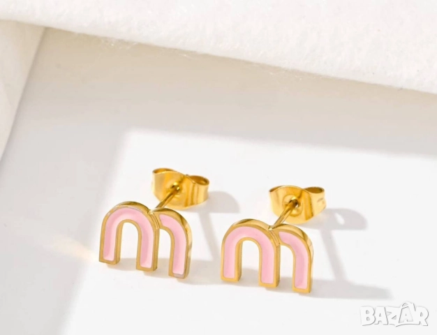 обеци от висококачествена медицинска стомана miu miu, снимка 13 - Обеци - 52093063