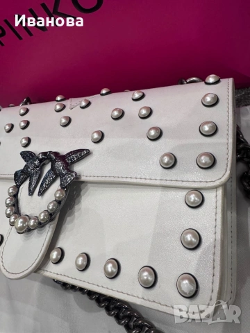 Дамска чанта PINKO с перли, снимка 4 - Чанти - 53416604