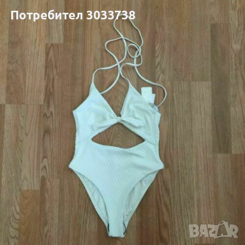 Цял Бански Констюм "L Space by Monica Wise" Бял Изрязан Размер US6 S/M, снимка 2 - Бански костюми - 36171107