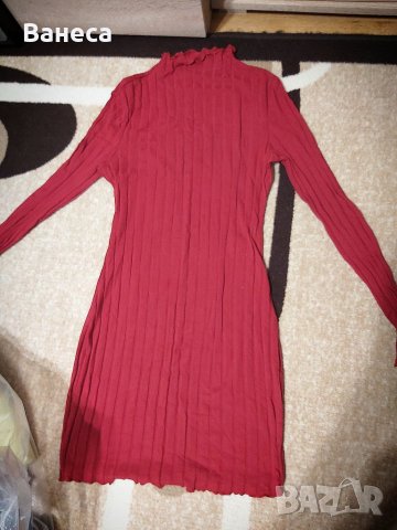Рипсена рокля в цвят бордо XS