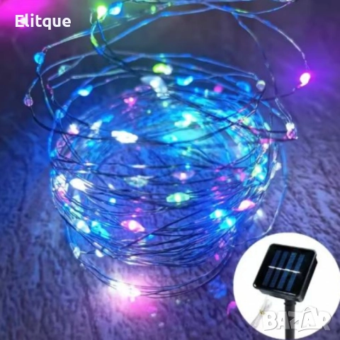 Гирлянд с лед лампички и соларен панел, 10 метра, снимка 2 - Други - 52904105