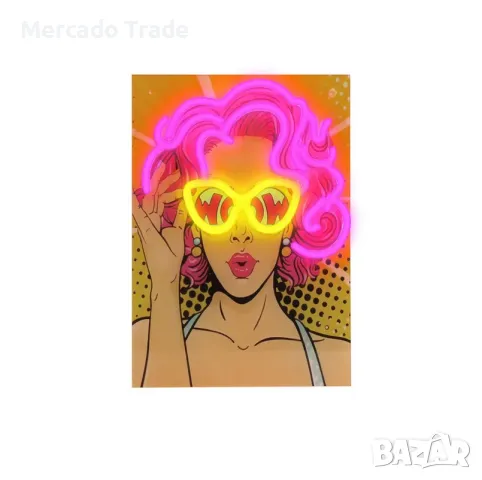 Декоративна картина Mercado Trade, LED неоново осветление, Жена