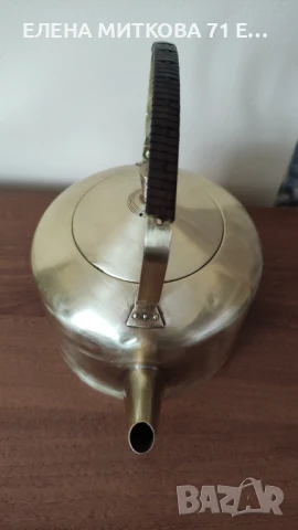 Старинен чайник от месинг- с подвижна дръжка, снимка 5 - Други ценни предмети - 50554156