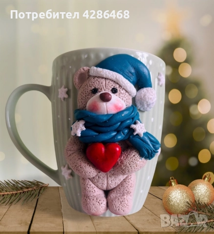 Коледни чаши с полимерна глина , снимка 3 - Коледни подаръци - 52678313