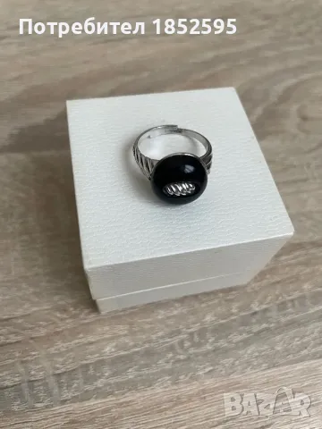 Сребърен пръстен с черен камък Оникс.