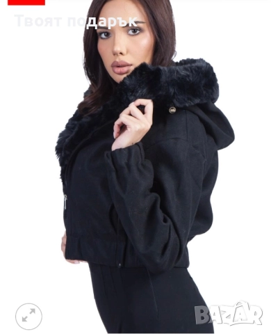 Късо палто  яке с еко пух , снимка 2 - Якета - 52298234