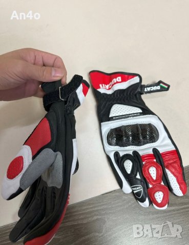 Нови! Мъжки/Дамски 4 сезонни кожени мото ръкавици за мотор от телешка кожа с протектори Ducati Дукат, снимка 6 - Аксесоари и консумативи - 44294921