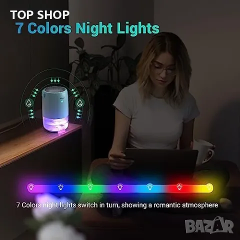 Нов INKBIRD Портативен Обезвлажнител 1100мл - 7 LED Цвята Тих Режим, снимка 6 - Други стоки за дома - 49945127