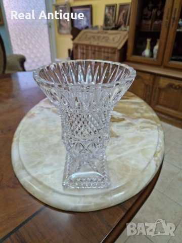 Красива антикварна френска кристална ваза със столче, снимка 4 - Антикварни и старинни предмети - 41392191