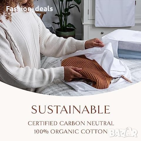 Нова Луксозна памучна чанта за съхранение на дрехи пуловери спално бельо/Органайзер, снимка 6 - Други стоки за дома - 41518815