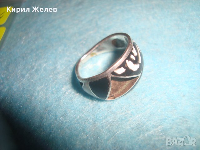 СТАРИНЕН СРЕБЪРЕН ЕМАЙЛИРАН ПРЪСТЕН АНГЛИЯ РЪЧНА ИЗРАБОТКА 25214, снимка 9 - Антикварни и старинни предмети - 34628482